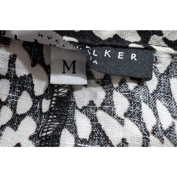 Bryn Walker Dress Black White Print Linen Misses Size M - Picture 5 of 7